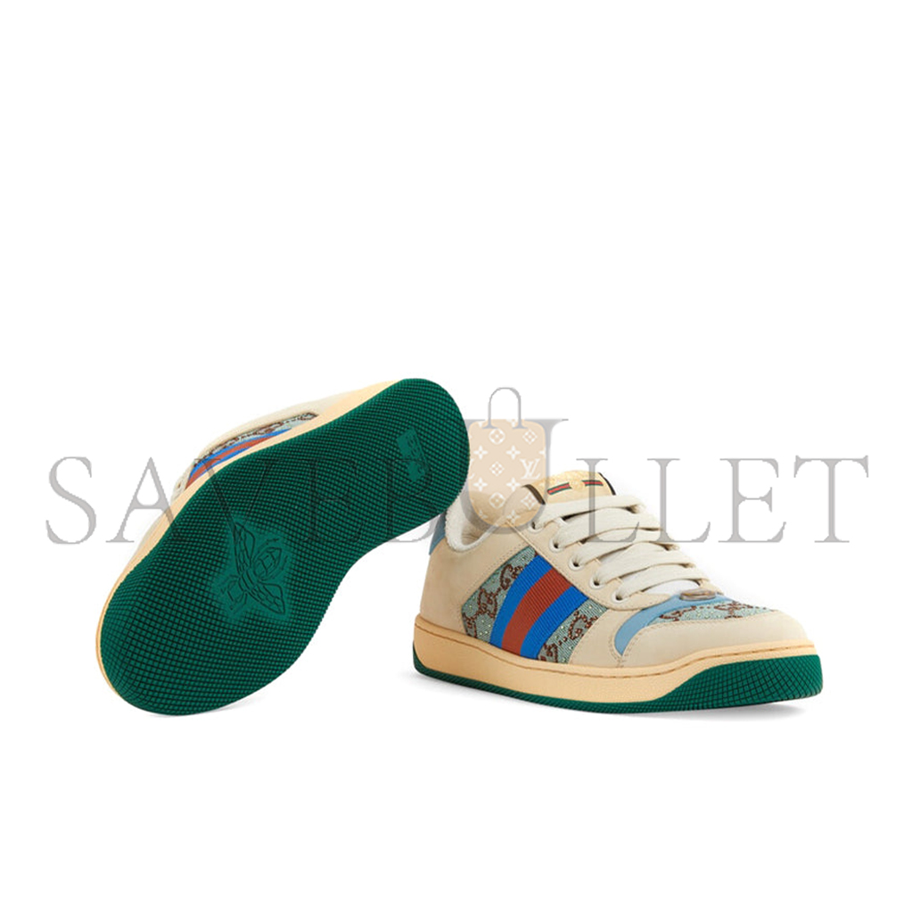 GUCCI SCREENER GG LOGO SNEAKERS 'BEIGE BLUE' 677423